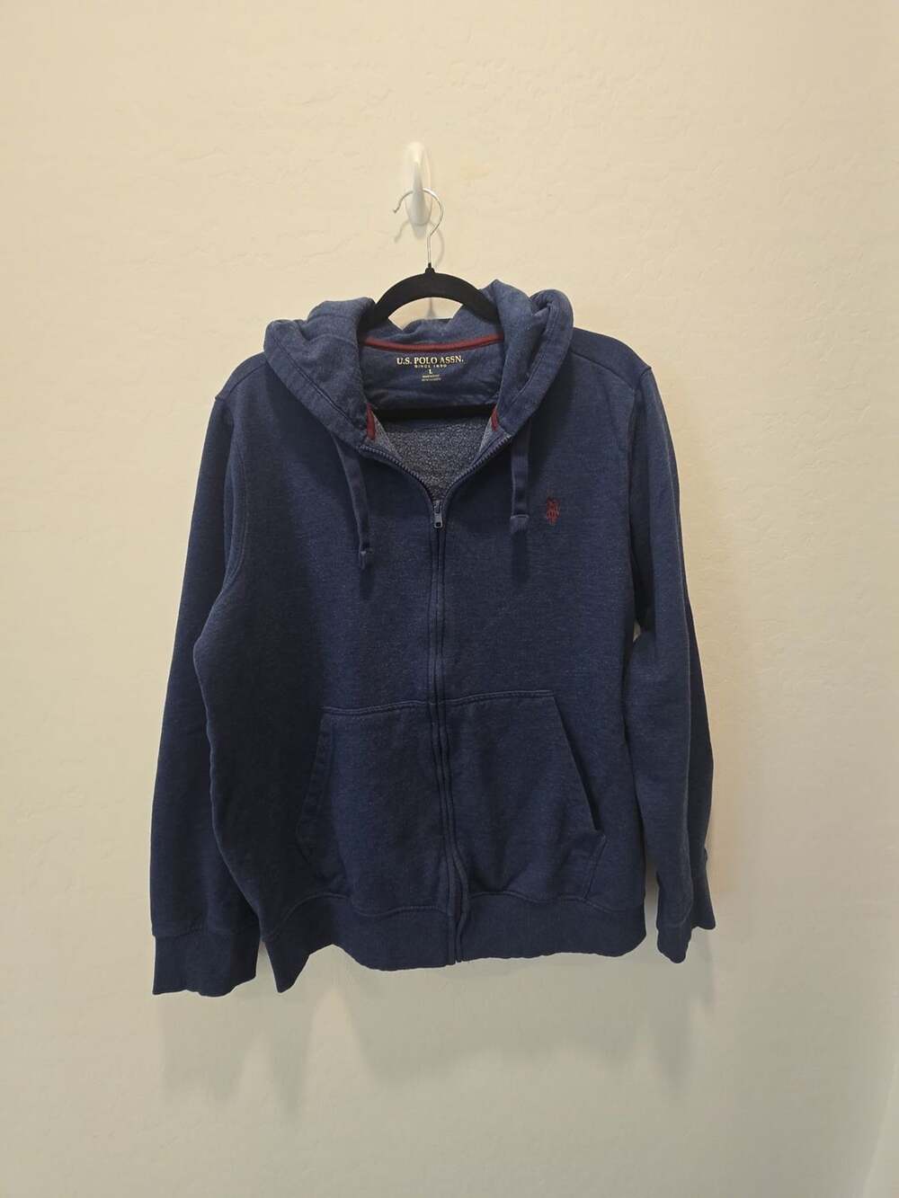 U.S. Polo Assn. Zip Hoodie Size L Blue Fleece Sweatshirt